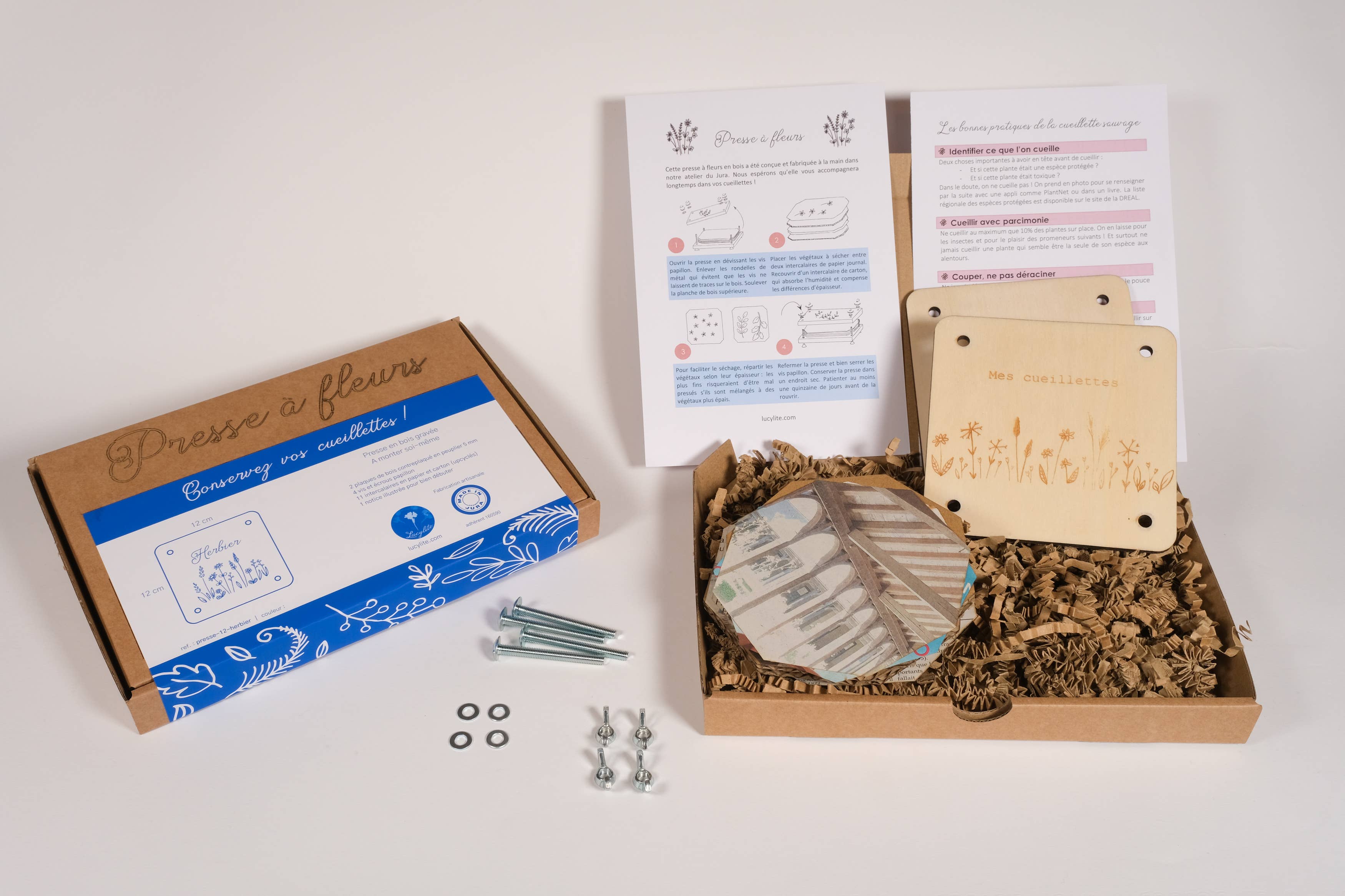 L'Atelier des Epatants – Kit de artesanato DIY por atacado – Prensa pequena para flores com herbário de madeira7