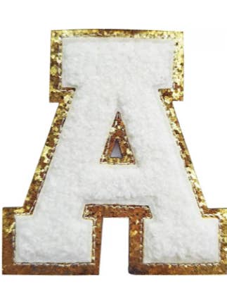 White Chenille Letter Patch for wholesale by Sunday Honey