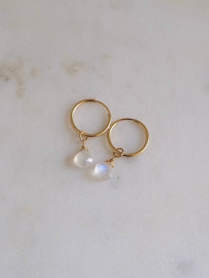 Royal Blue Moonstone Infinity Hoops for wholesale by ERIJEWELRY