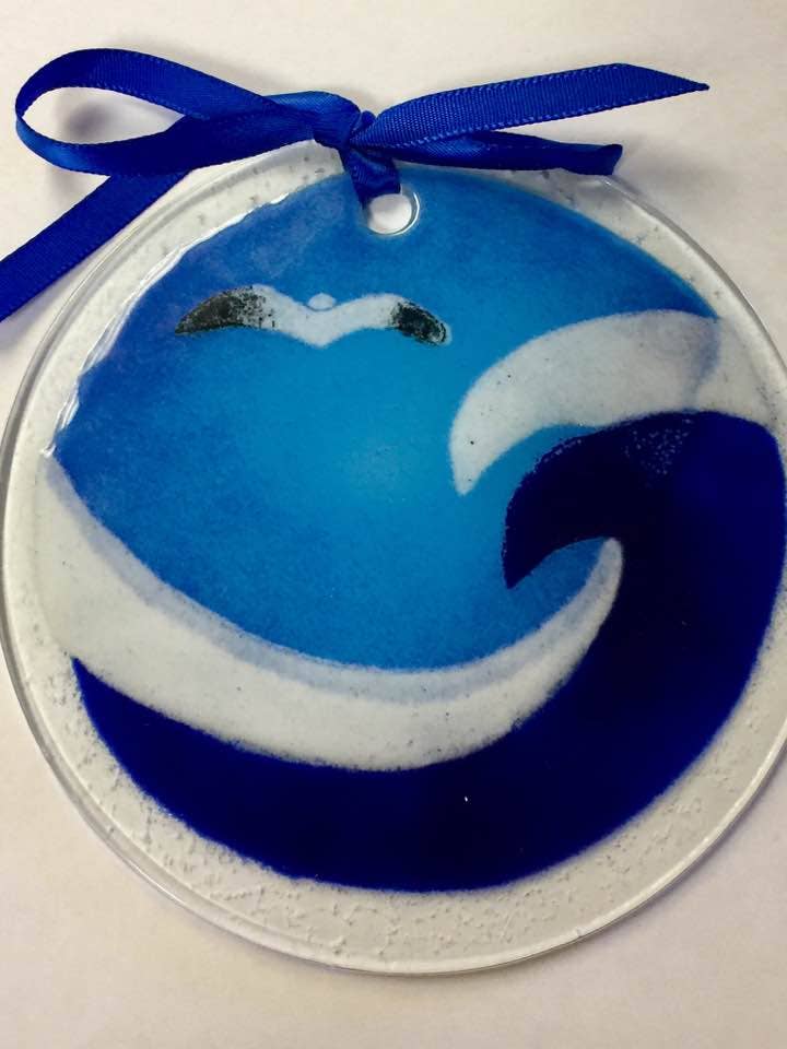 Wave Suncatcher/Ornament for wholesale by Folio Art Glass