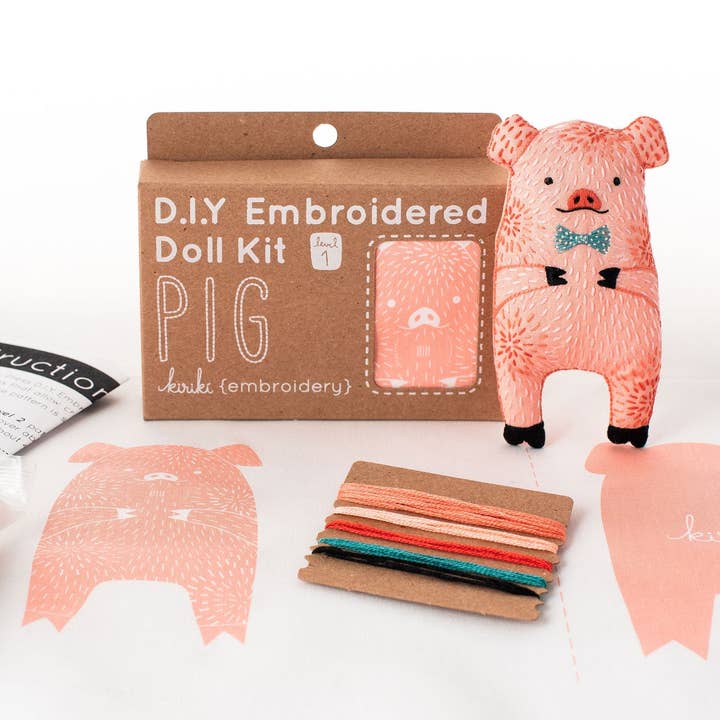 Kiriki Press - Wholesale Embroidery/Cross Stitch Supplies - Pig - Embroidery Kit2