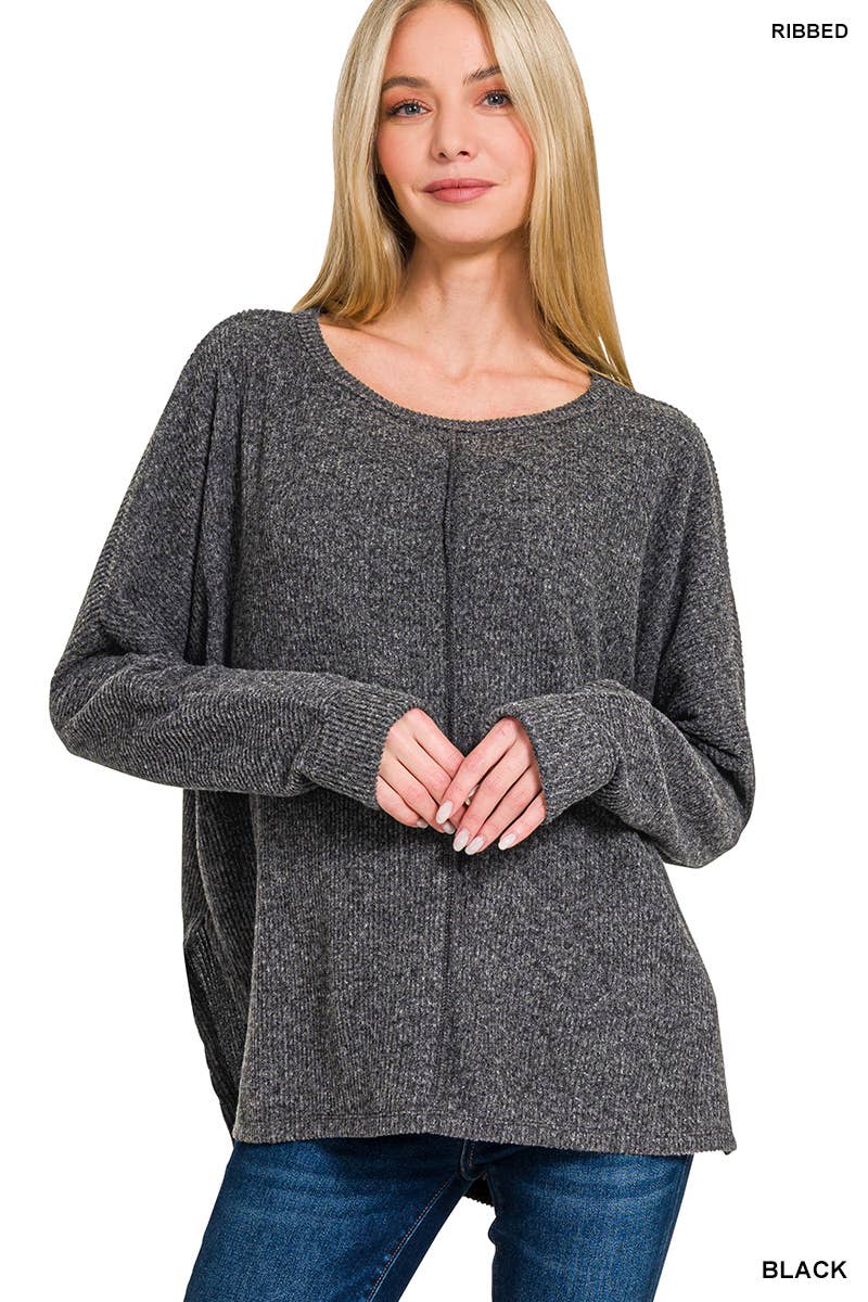 42POPS - Wholesale Knit Top - Women's - ..SI-27078 Ribbed Center Seam Dolman Sleeve Top1