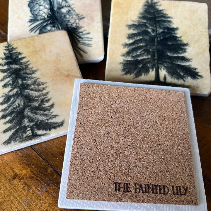 The Painted Lily - Wholesale Coasters - Pine Forest stone coasters - case of 41