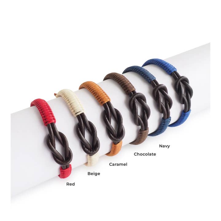 Makarla - Handmade Colombian Jewelry - Wholesale Woven/Braided Bracelet - Men's Infinity Knot Leather Bracelet | Gift for Men |