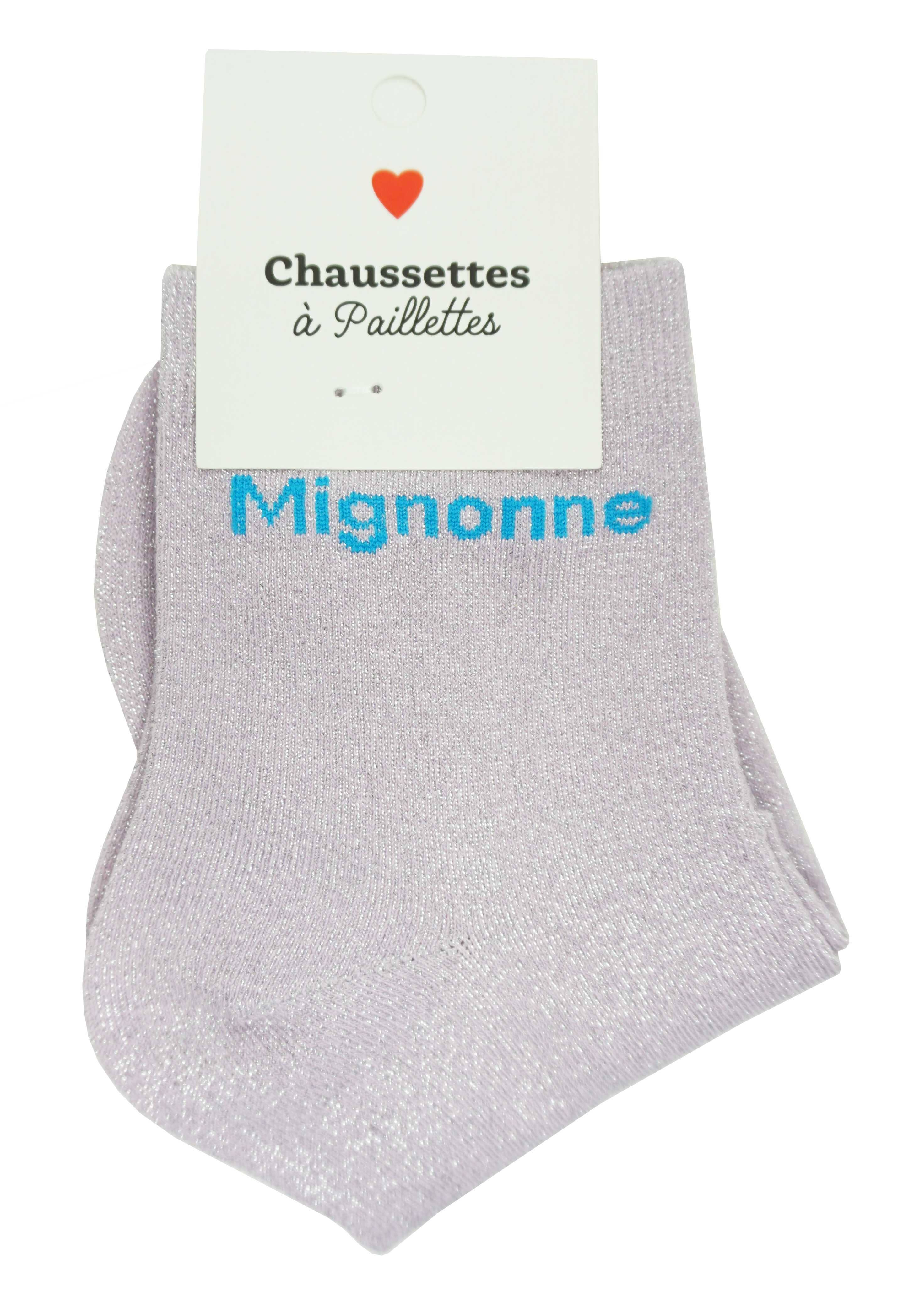 Anais - Vente Chaussettes – femme - Paire de chaussette à paillette message18