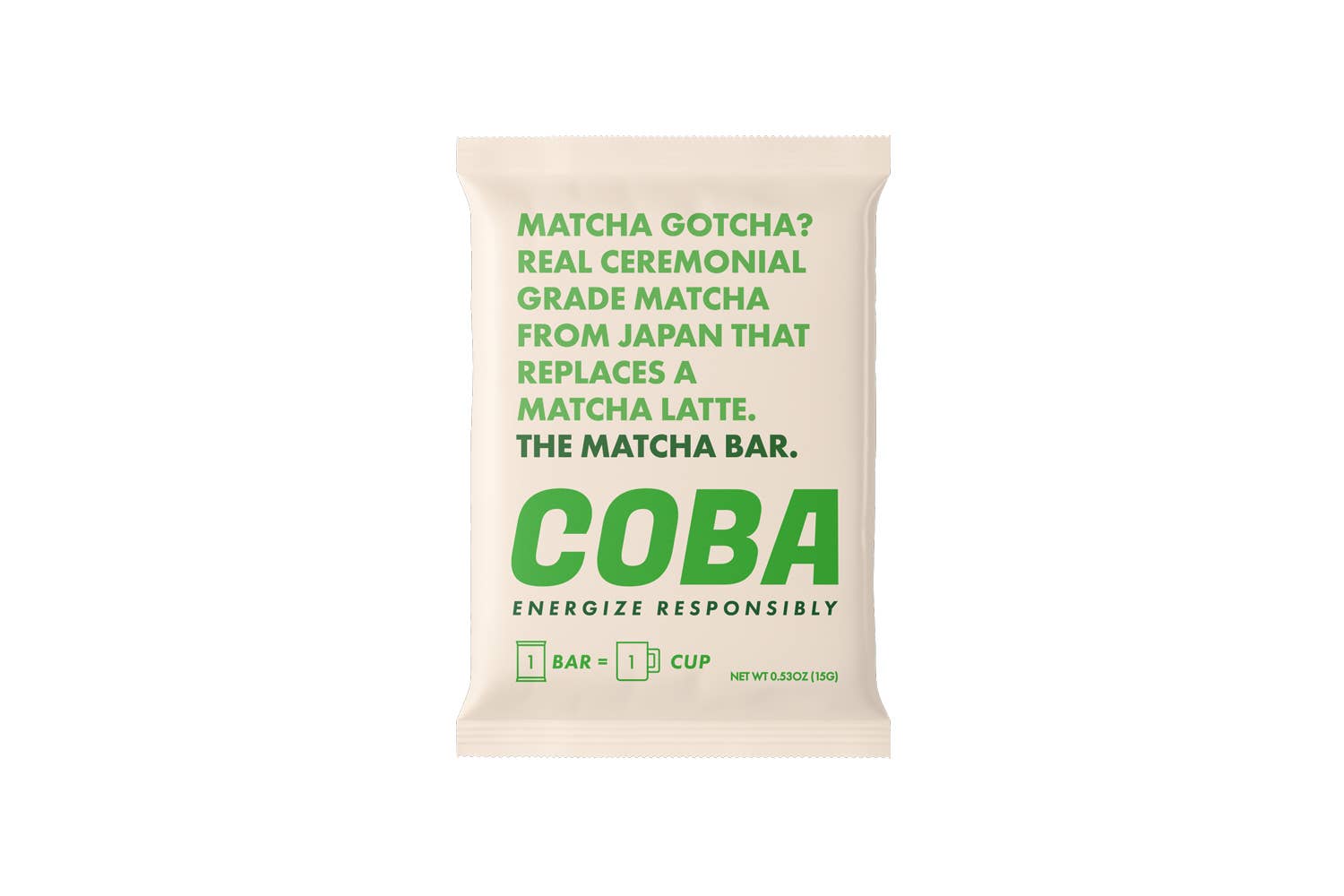 COBA, The Coffee Bar - Wholesale Chocolate Bar - COBA's Matcha Latte Chocolate Bar (20 per case)