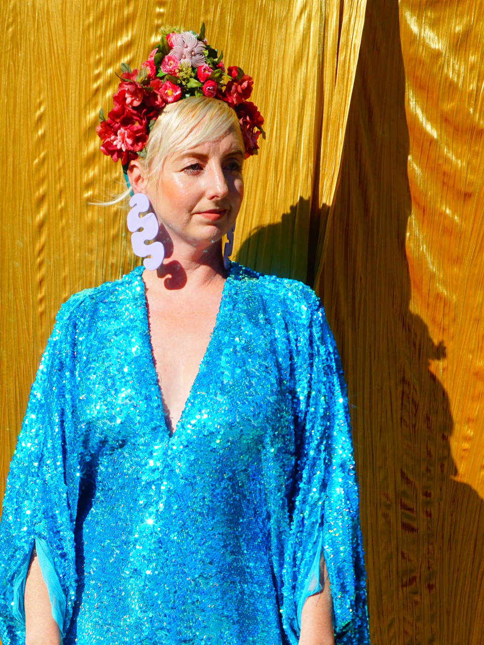 Fumbalinas – wholesale Kaftan – Women's – Turquoise Holographic Sequin Maxi Kaftan Gown / Kimono Robe9