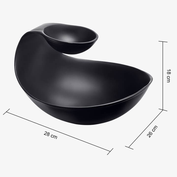 The Wine Savant / Khen Glassware - Wholesale Serving bowl - Chip and Dip Serving Bowl Black Tiered Snack Bowl5