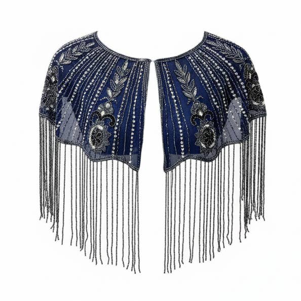 Dark Blue and Chrome Azahara Jewel Cape for wholesale by ACUS