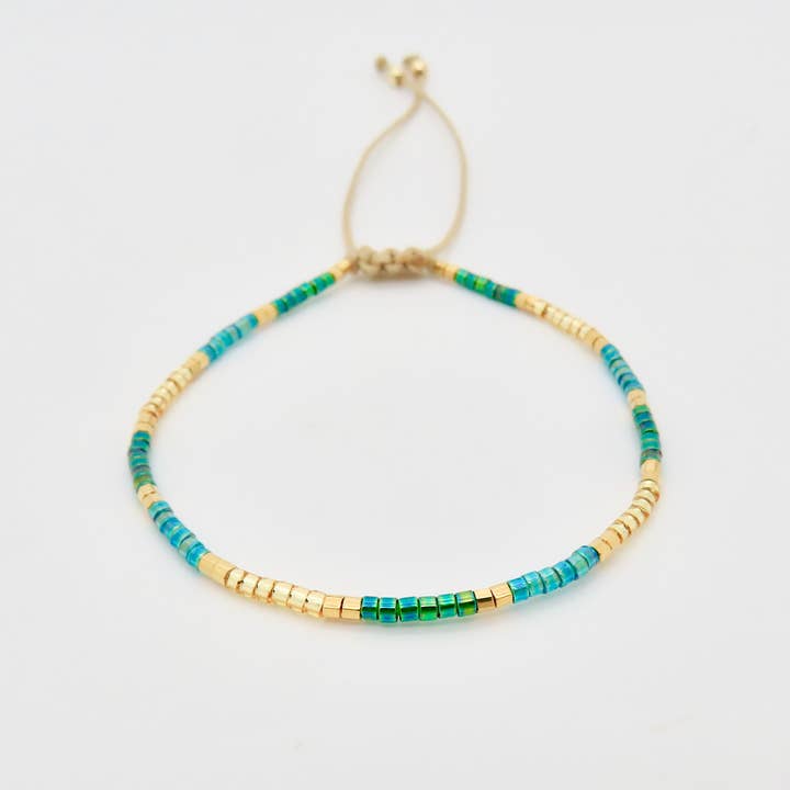 Rosamariposa - Wholesale Beaded Bracelet - Set Of 13 - Dainty 3 Tone Bracelet - 24k Gold Plated3