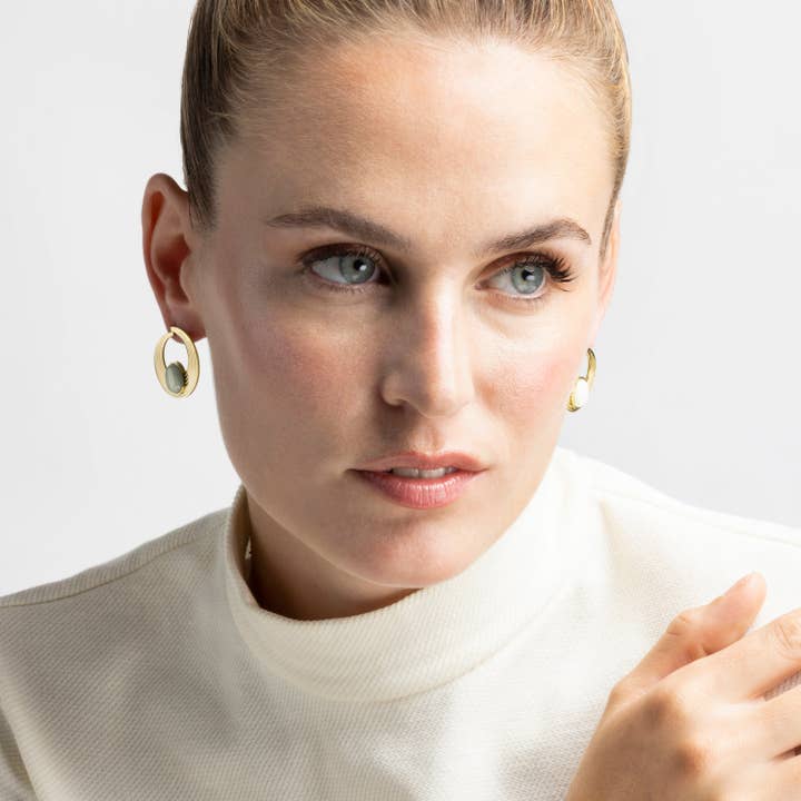 Luxenter - Vendita all'ingrosso Orecchini pendenti - Orecchini con Amazonite finitura oro 18k - Halays3