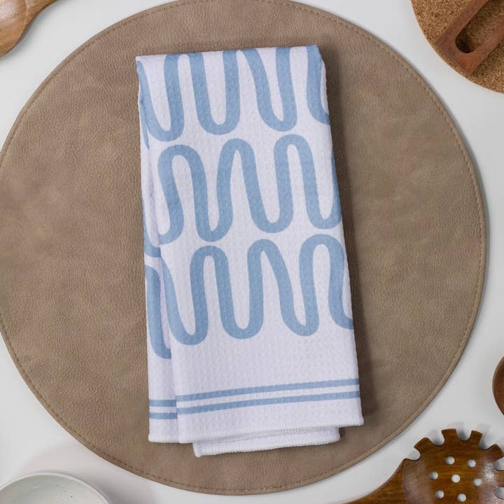 Sky Blue Squiggles Dish Towel - 16''x24'' for wholesale by Render Goods