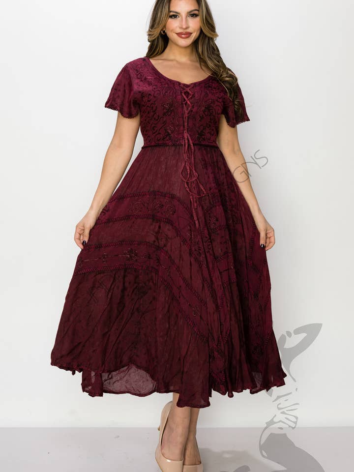 JUST CRUISING - India Casual Designs - Venta al por mayor Vestido - Mujer - Vestido de Elegancia Bohemia con Detalles Bordados