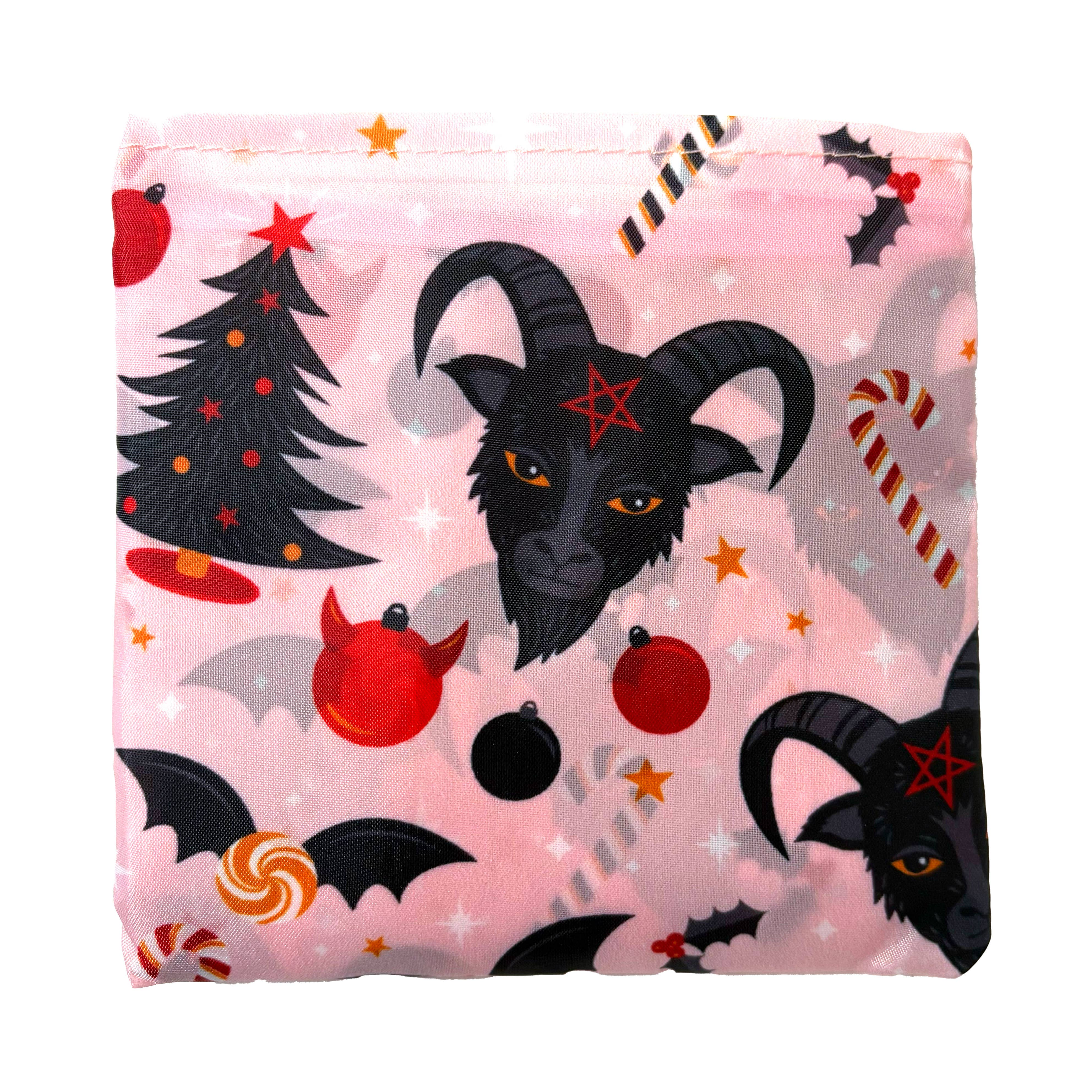 Krystan Saint Cat - Wholesale Grocery/Shopping Bag - Black Phillip Satanic Christmas Fold-Up Reusable Grocery Bag2