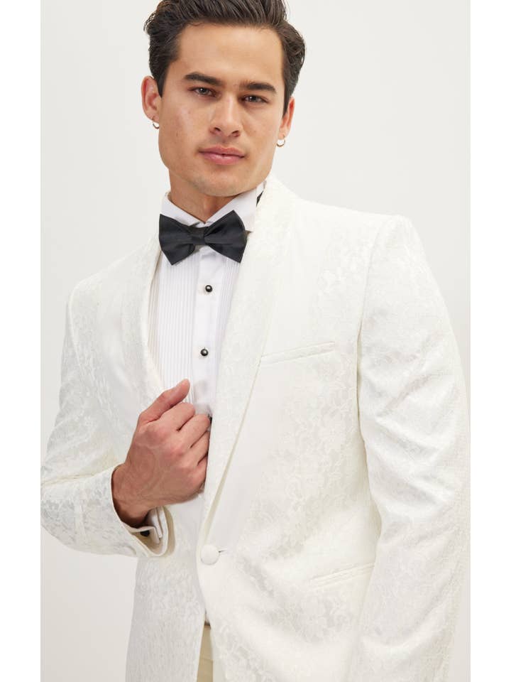 Men's Contrast Placket Lace Tuxedo - White for wholesale on Faire1