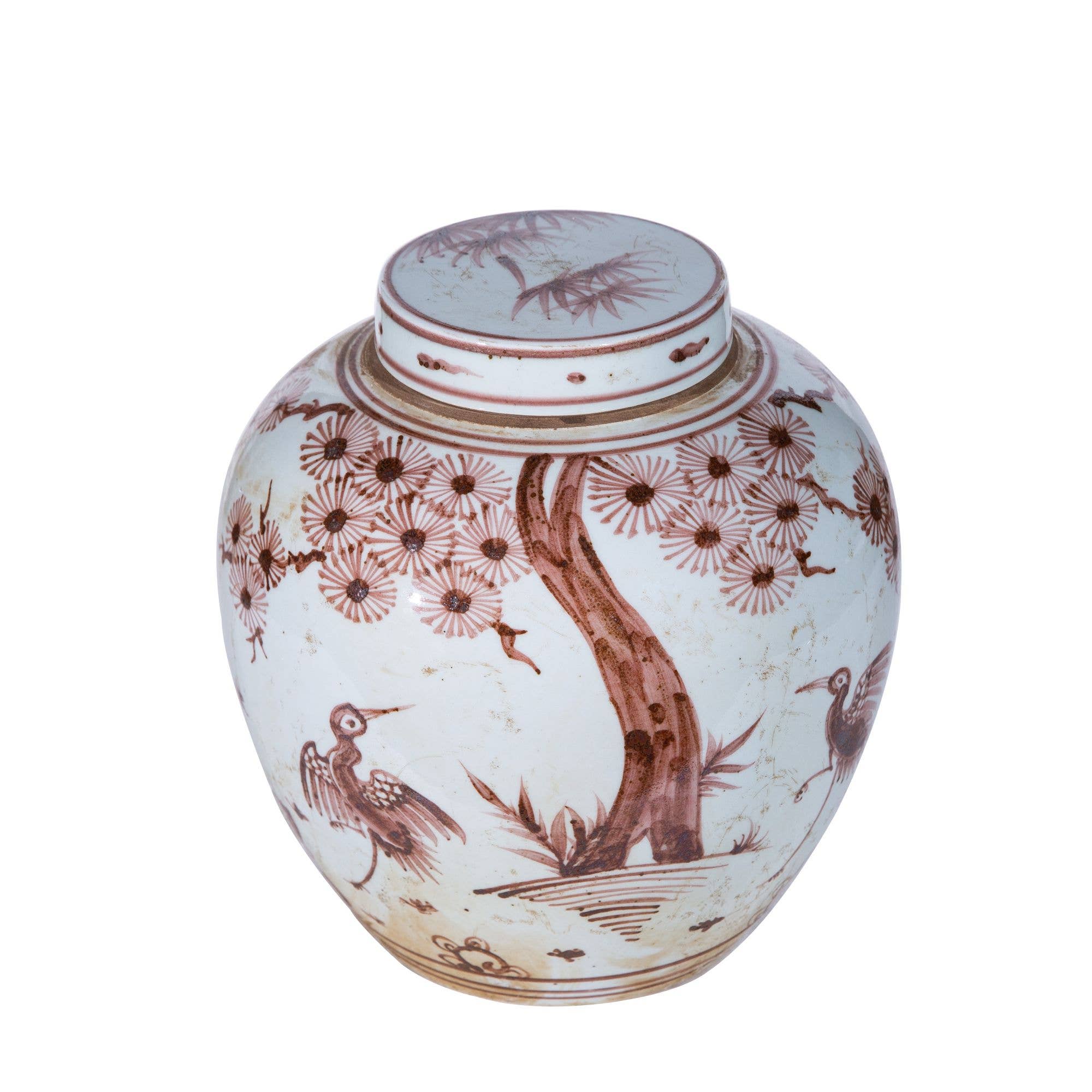 Legend Accents - Wholesale Decorative Jar - Moka Melon Jar Pine Crane Moif1