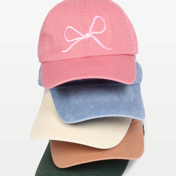BOW EMBROIDERED COTTON BASEBALL CAP for wholesale by David And Young