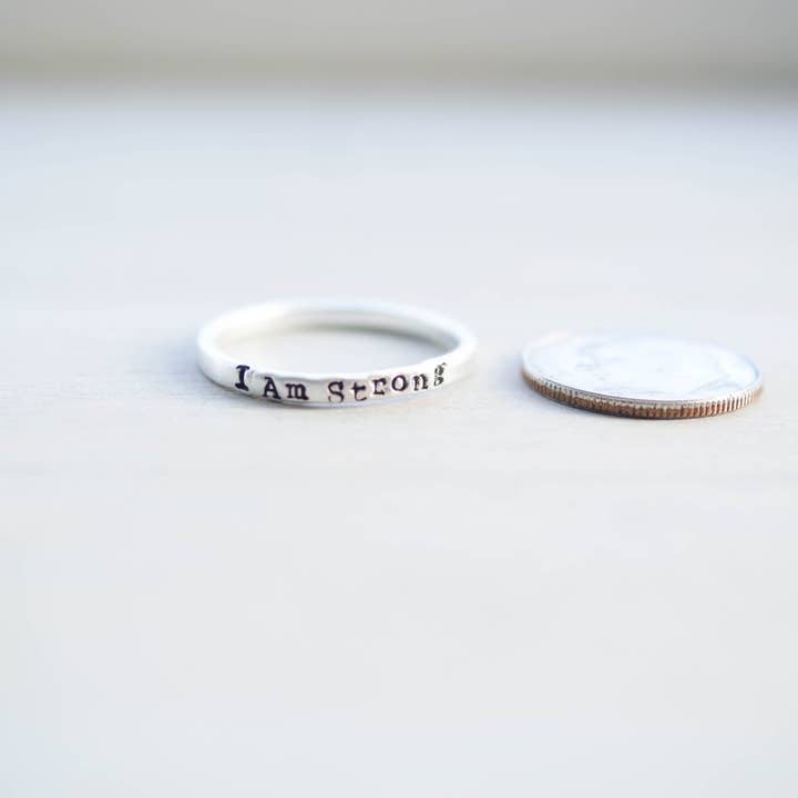 Simpli Stamped - Wholesale Band/Stacked Ring - Sterling Silver Rings for Women | I am Strong | Inspirational Jewelry4