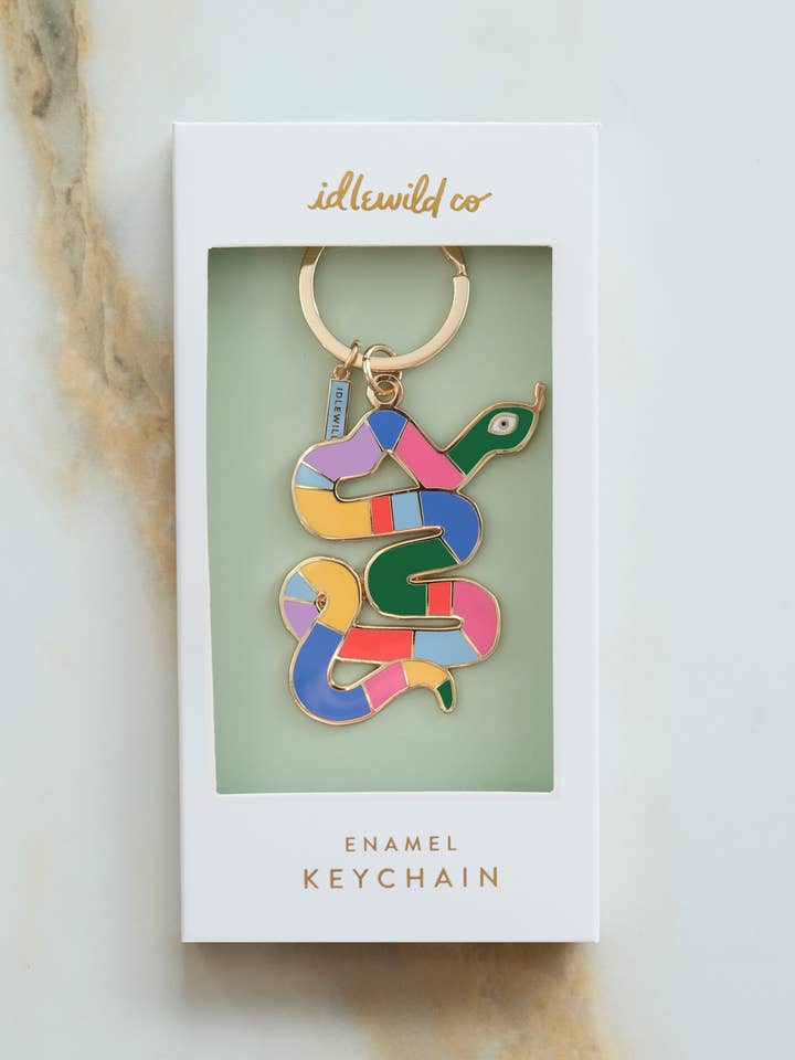 Rainbow Snake Enamel Keychain for wholesale by Idlewild Co.