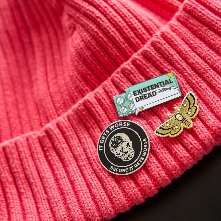 Strike Gently - Wholesale Lapel Pin/Button - Deaths Head Moth Pin (Really Cool Variant)2