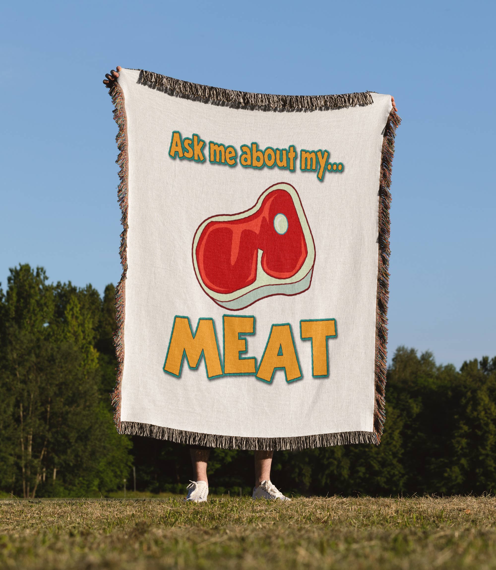 3dRose - Wholesale Throw Blanket - 3dRose, Funny Ask Me About My Meat Steak Butcher Humor, Blanket1