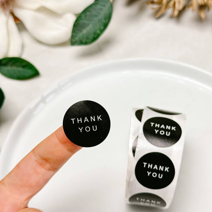 Tera Clay - Wholesale Craft Tool - Roll of 500pcs “Thank You” Packing Stickers in Black0