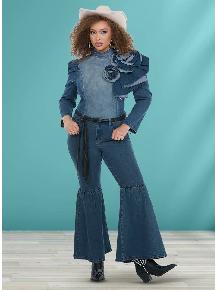 BLUE Donna Vinci Jeans Style 8501,BLUE, 2pc. Top & Pant Set for wholesale on Faire