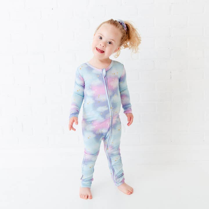 Kids Cotton Candy Skies Bamboo Convertible Footie Pajamas for wholesale by Dreamiere