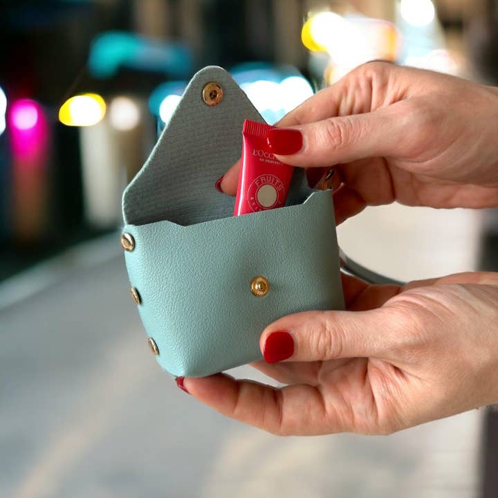 Chic Wristlet Purse Keychain with Turkish Eye Charm - Powder Blue for wholesale by Luzia