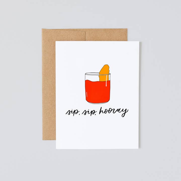 Sip, Sip, Hooray, Negroni, carte d'anniversaire pour la vente par Lady Lo Design