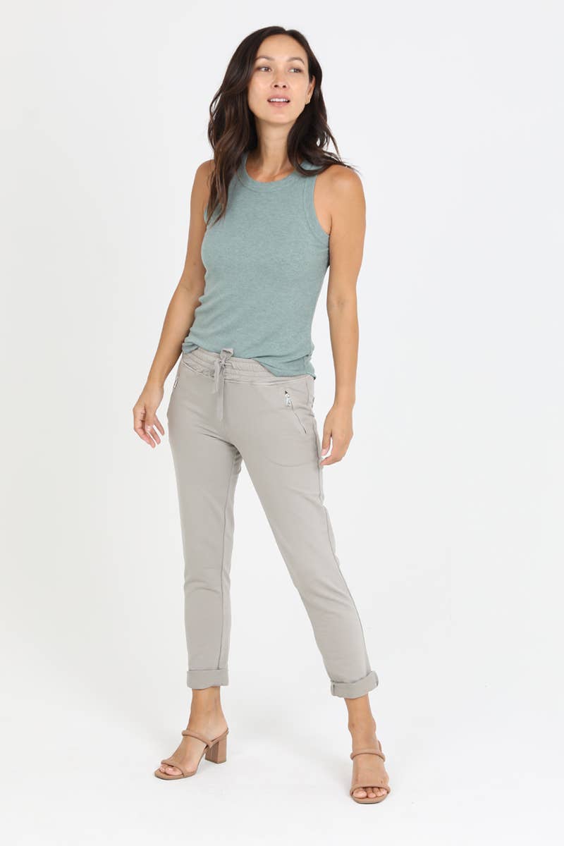 Nostalgia - Wholesale Lounge Sweatpants/Joggers - Women's - NP746-ASIS PULL ON TIE FRONT ZIPPER POCKET FRENCH TERRY JOGG48