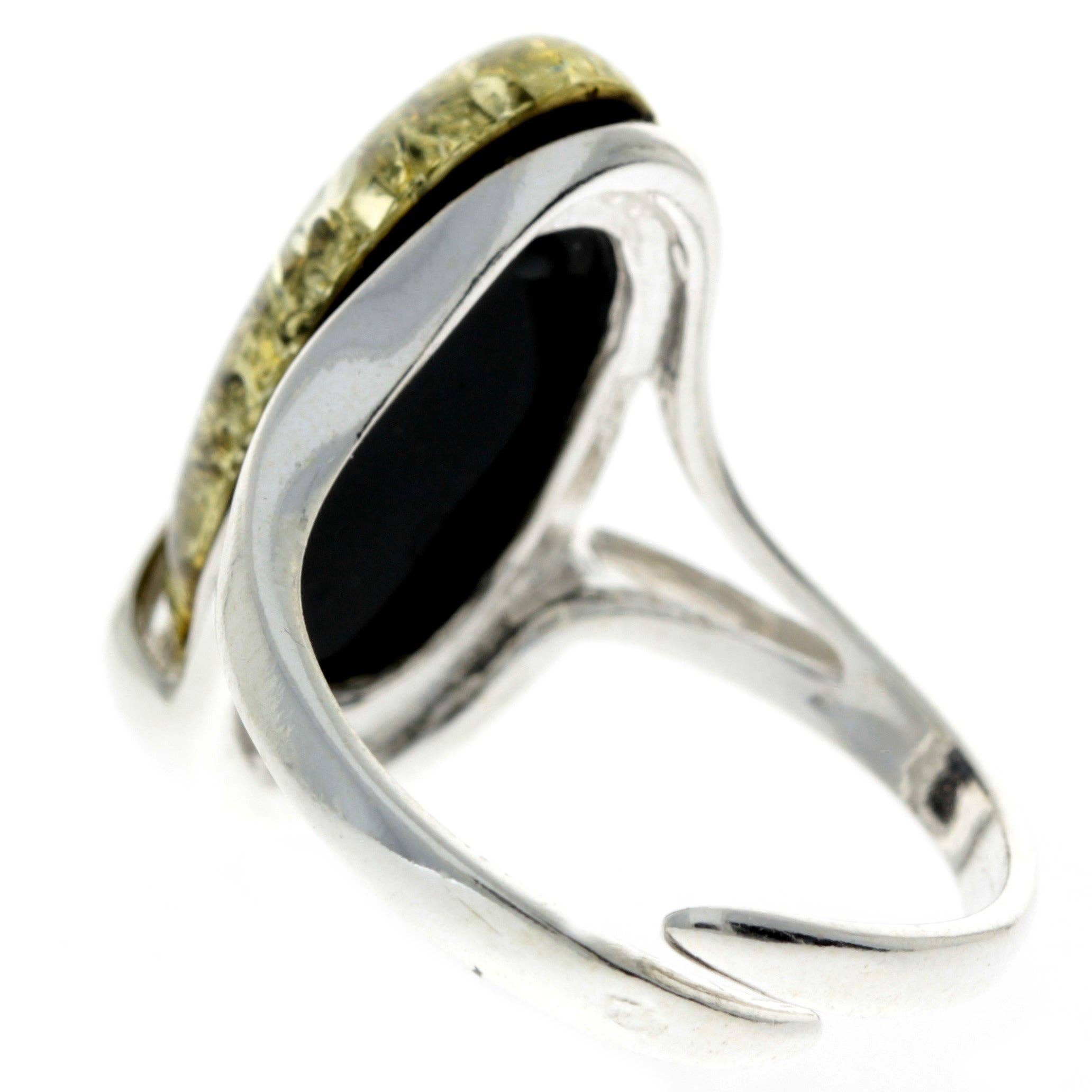 SilverAmber Jewellery - Wholesale Cocktail/Statement Ring - 925 Sterling Silver & Genuine Baltic Amber Adjustable Ring GL423A2
