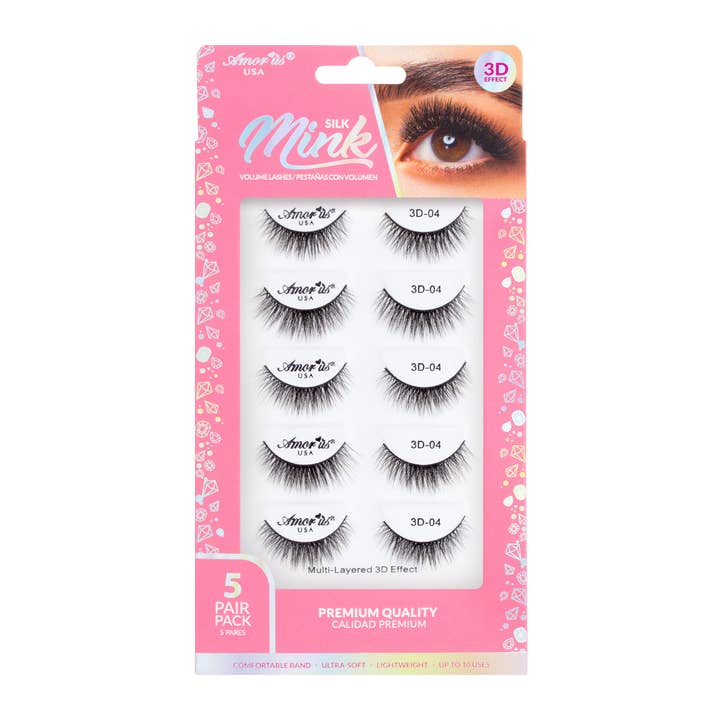 Amorus USA - Wholesale False/fake eyelashes - 04 - 3D Silk Mink Lashes Pack1