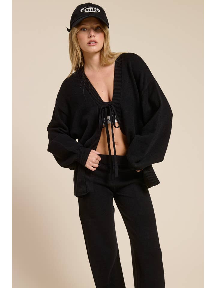 Mimosa - Wholesale Lounge Set - Women's - Tie Knit Cardigan and Pants Matching Set4