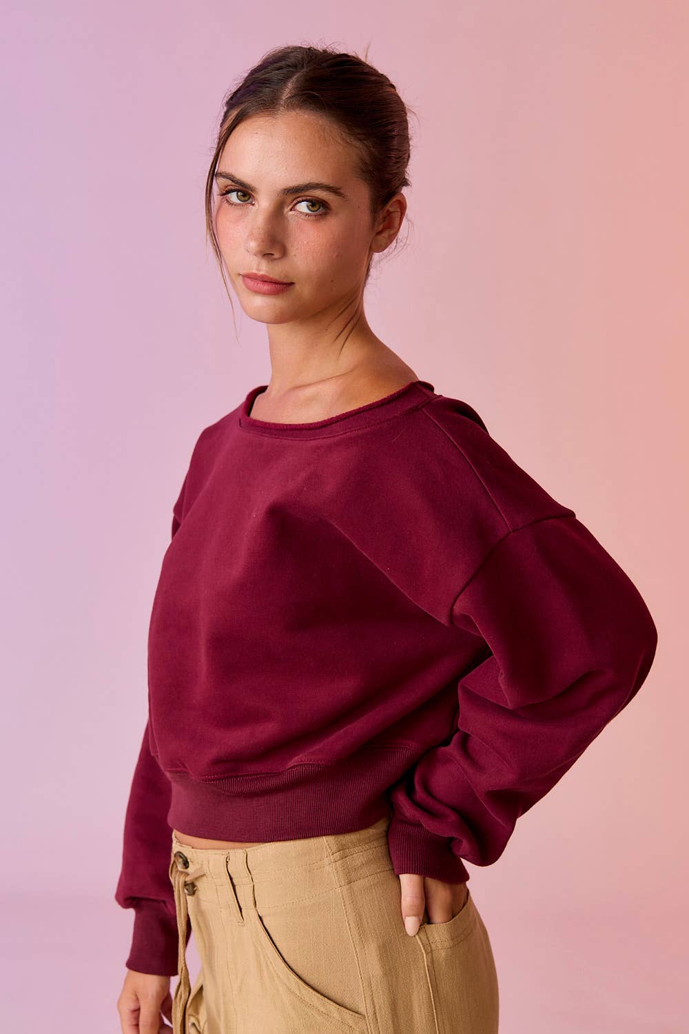 Papermoon - Wholesale Sweatshirt - Women's - PT17835 - Alina Off Shoulder Cropped Sweatshirt10