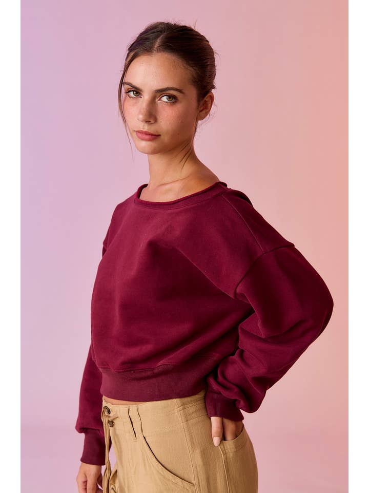 Papermoon - Wholesale Sweatshirt - Women's - PT17835 - Alina Off Shoulder Cropped Sweatshirt10