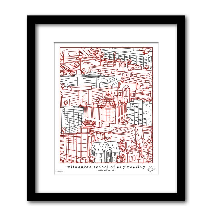Milwaukee School Of Engineering Campus Opere d'arte Wisconsin Art per la vendita all'ingrosso da parte di Townsville Art