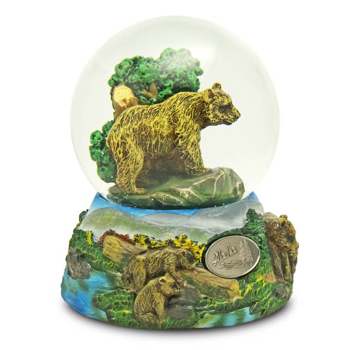 Animals Forever, Inc - Wholesale Snow Globe - Grizzly Bear 100mm Musical Snow Globe {Click Customize}
