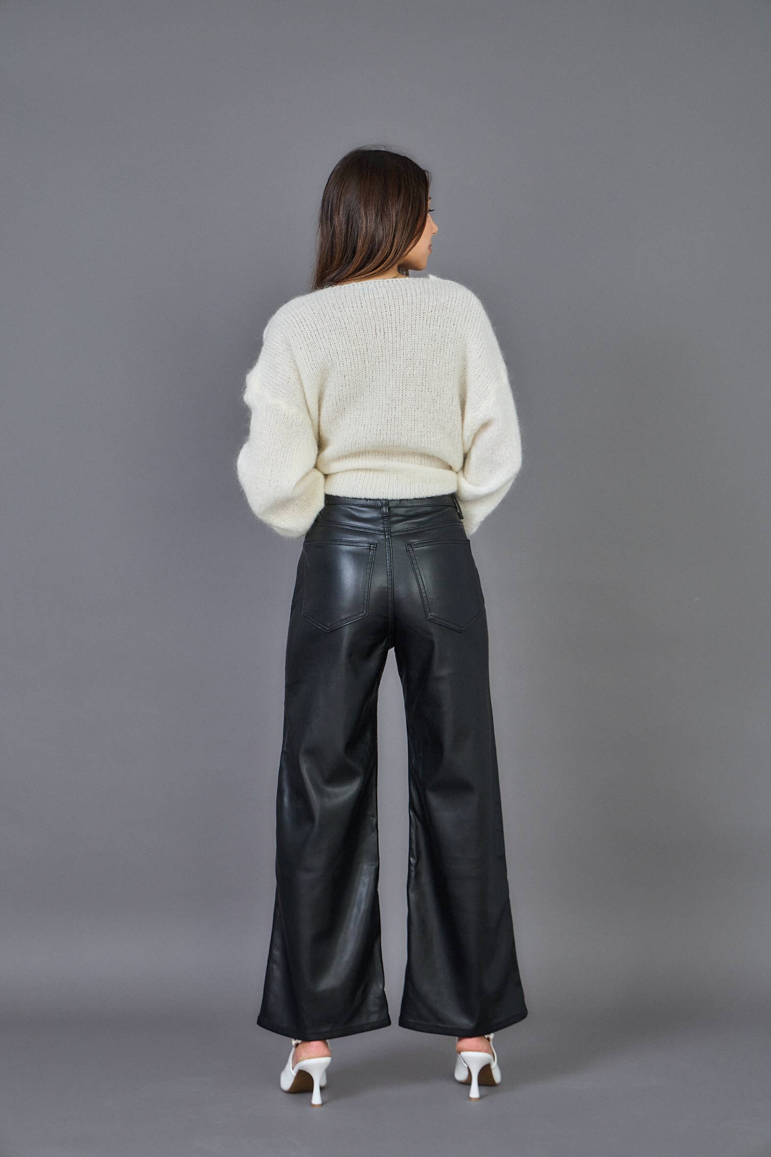 Black Women's straight relaxed faux leather pants - ANA & LUCY for wholesale on Faire5