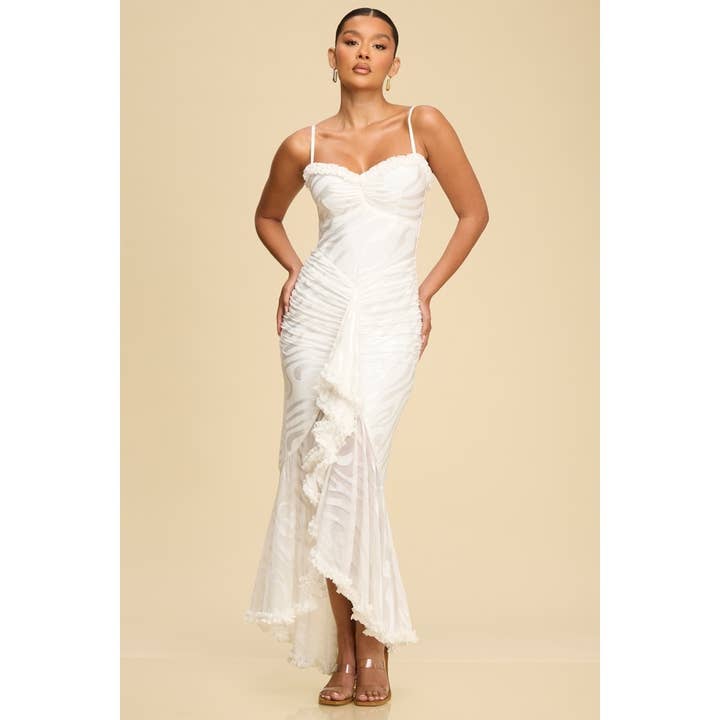 Maxi-jurk met dierenstructuur en ruches voor wholesale door Luxxel