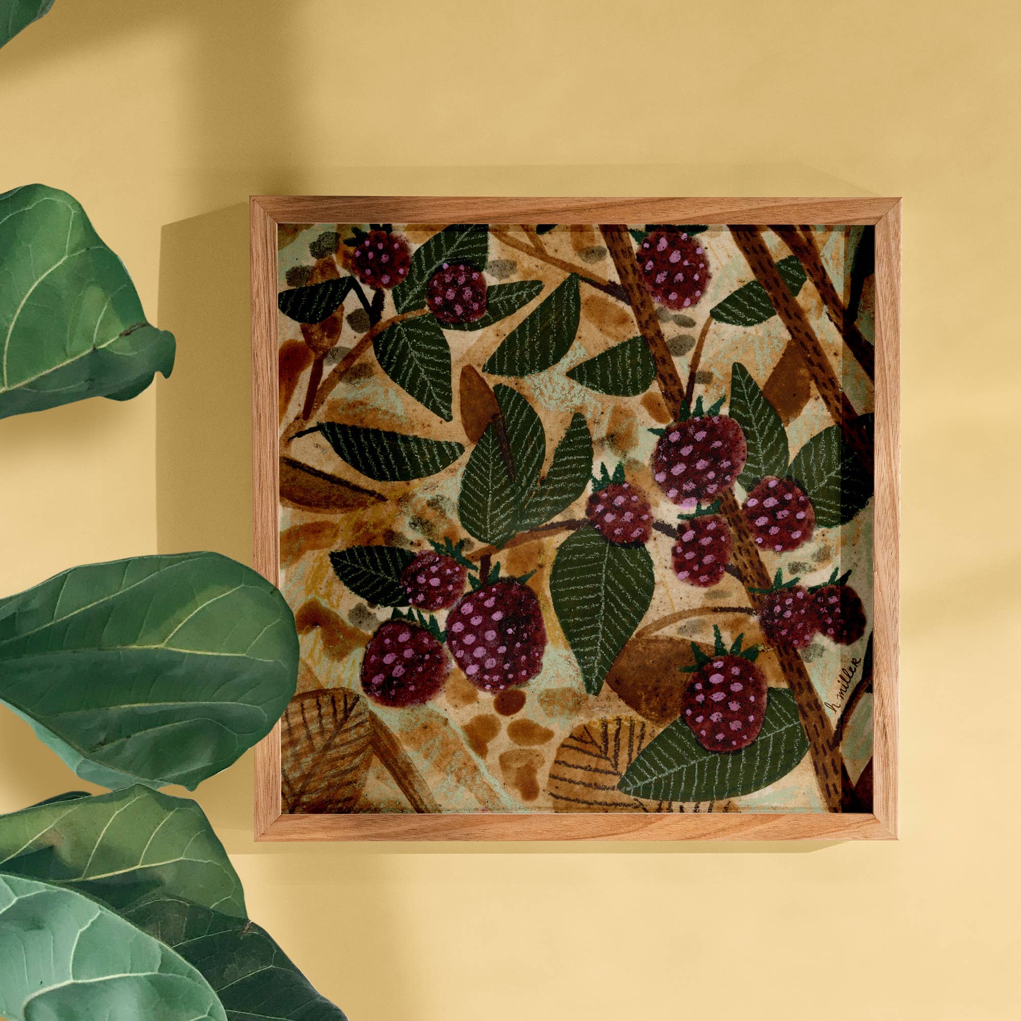 H Miller Ink Illustration Art wholesale products - Wholesale Art Print - Wild Raspberries | Art Print | Rustic Wall Art & Home Decor3