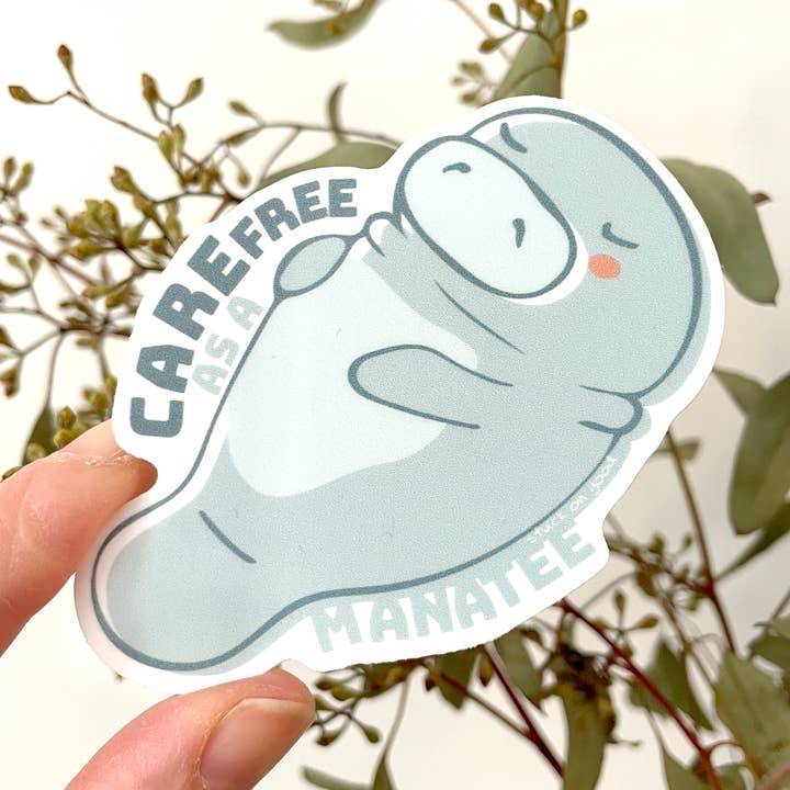 Carefree Manatee Sticker for wholesale by Stuck On Good Design