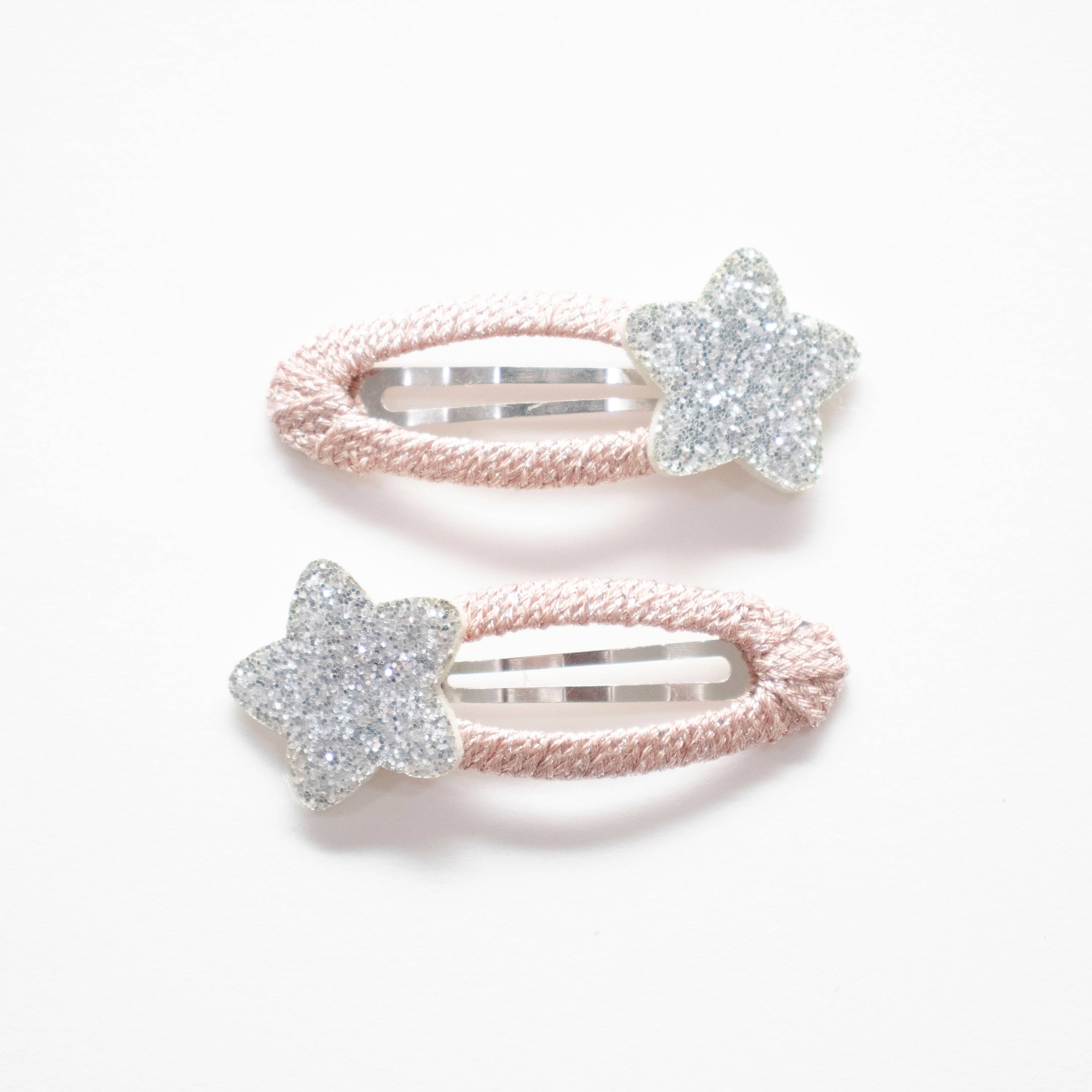 Yuko B – wholesale Barrette – kids – Children's Glitter Barrettes - Blue Stars - Paris Collection2