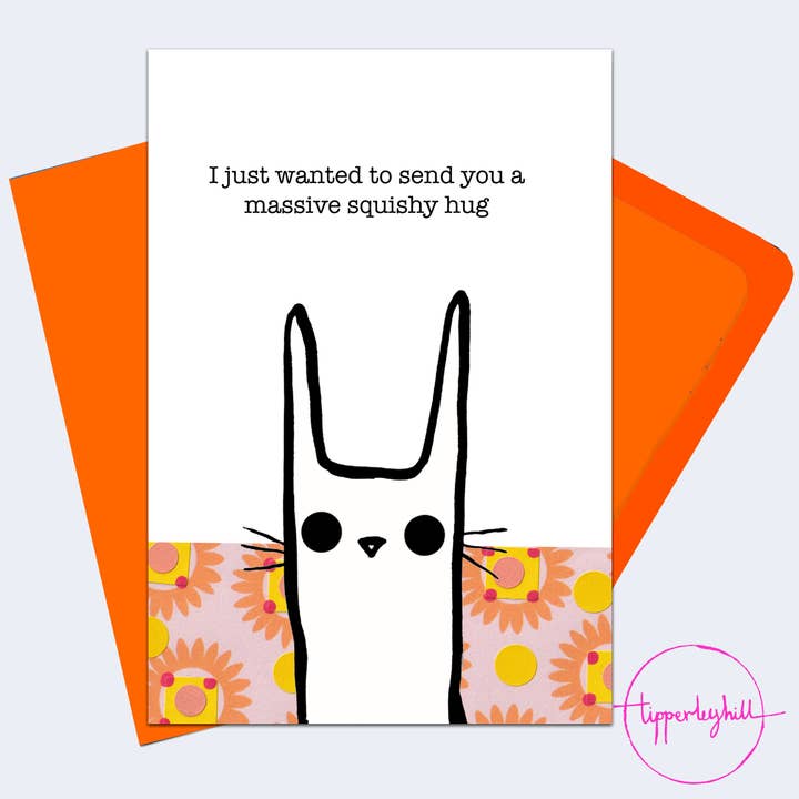 Kort, COBIG16, Söt kanin ”Sänder dig stora huggar” för wholesale av Tipperleyhill