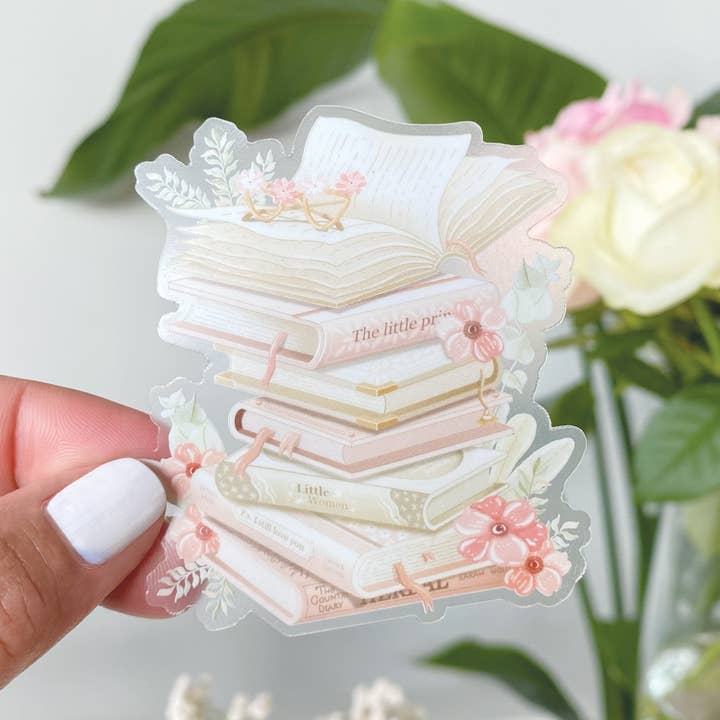 Lettoon - Wholesale Sticker - Clear Vinyl Sticker - Stacked Books
