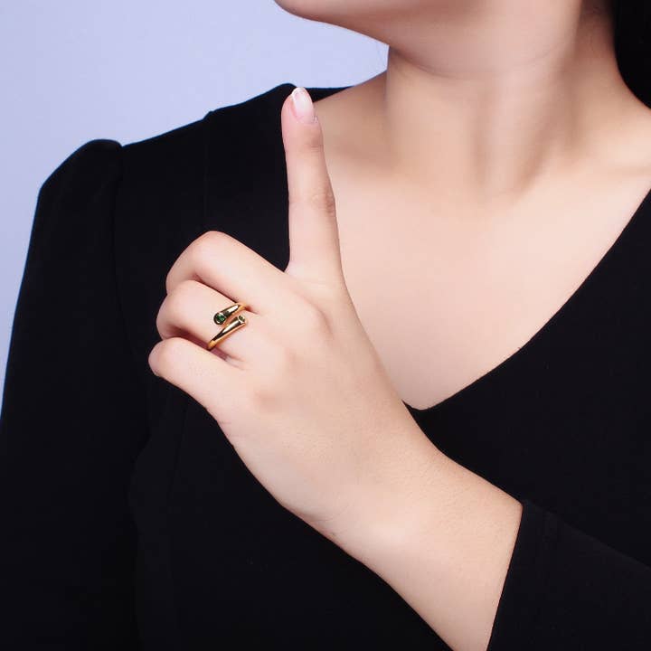 Aim Eternal - Vente Solitaire - Bague câlin en or délicate avec pierre CZ O-1789 ~ O-17945