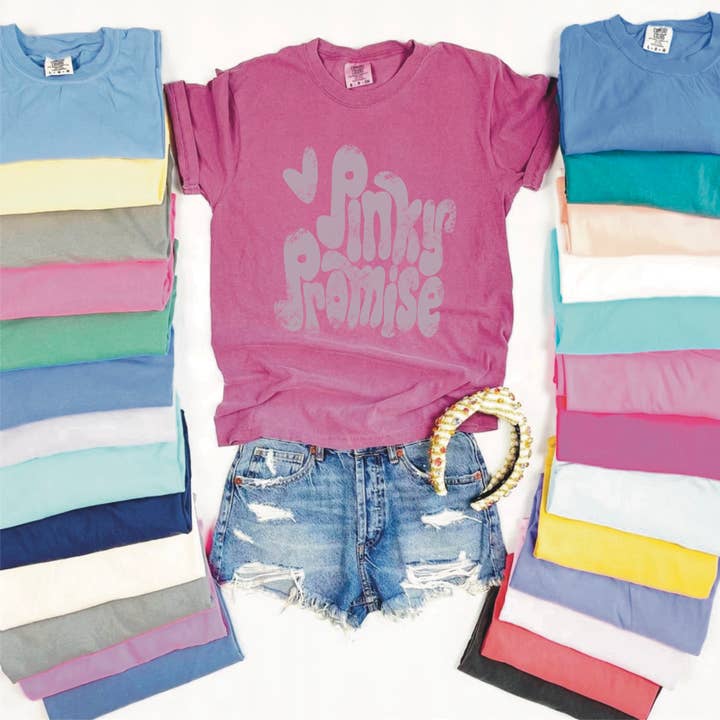 REMOVED BRAND - Wholesale Screen Printed T-Shirt - Women's - Pinky Promise shirt Comfort Colors cute women3