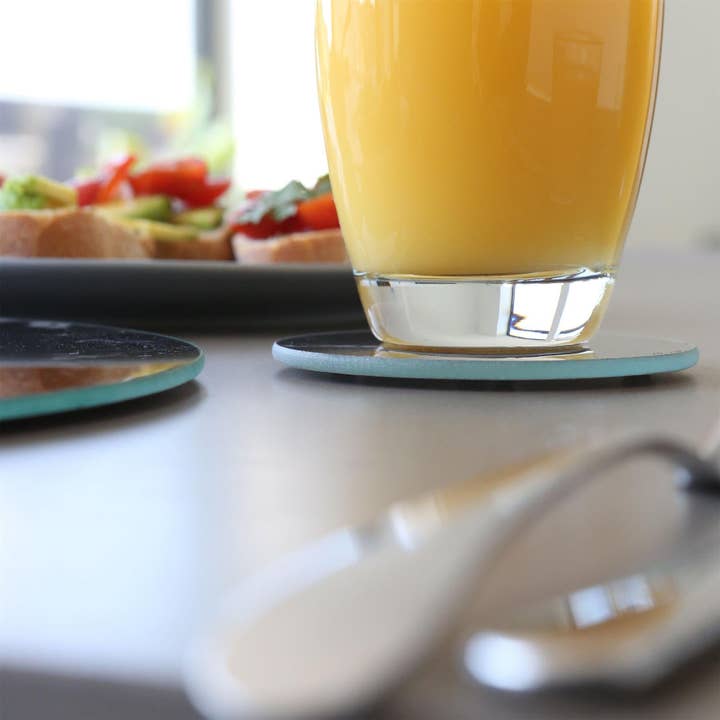 Rinkit Ltd – wholesale Coasters – Round Glass Coasters - 10cm - Marble2