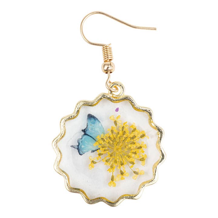 DRIED FLOWERS W/BUTTERFLY EARRINGS for wholesale by Benjamin International