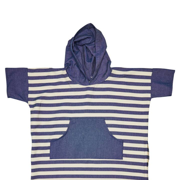 Ocean Blue Stripe Medium Poncho for wholesale by Blem Beach Accessories AU